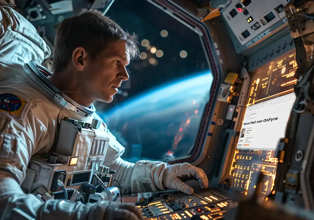 Astronaut mit eigener E-Mail-Adresse